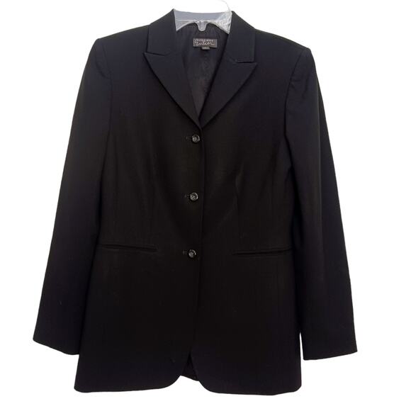 Classiques Entier Black Blazer Size 2 WOOL BLEND Business Casual Career Jacket - Picture 1 of 13